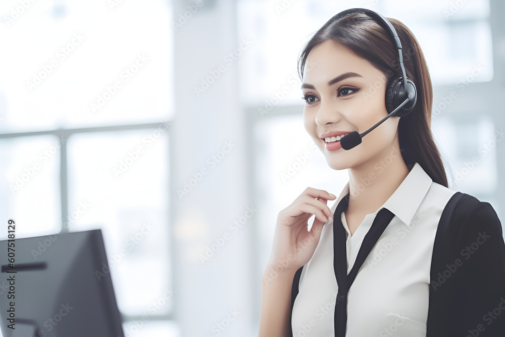 Asian Female Technical Support, Customer Service: AI Generated Image Asian Female Technical Support, Customer Service: AI Generated Image