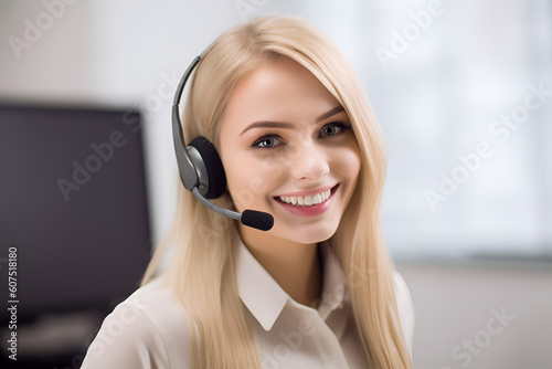 Blonde Woman Call Center Agent: AI Generated Image