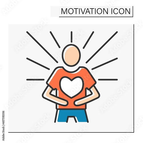 Emotional state color icon. Calming and emotions control for achieving goals. Motivation concept. Isolated vector illustration