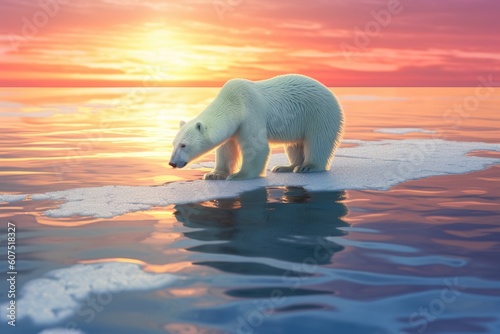 Polar Bear in the Unprecedented Heat of the North Pole