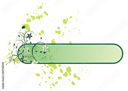 Flowers banner and splash with copy space over white