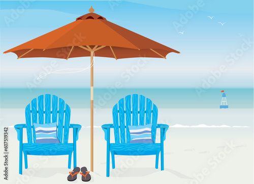Relaxing scene on a breezy day at the beach