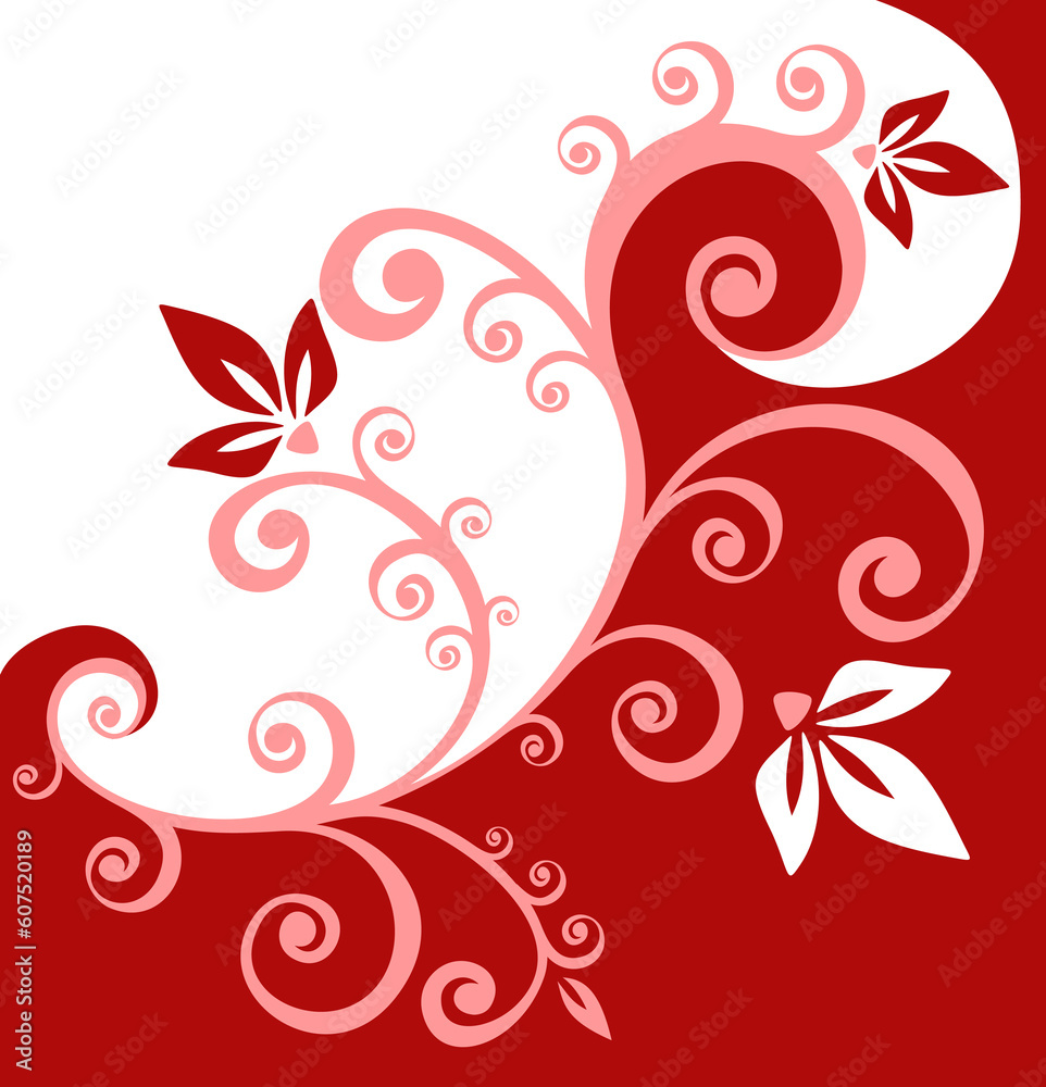 Abstract gentle vegetative pattern on a red background. Abstract gentle vegetative pattern on a red background.