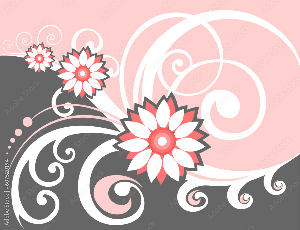 Abstract gentle vegetative pattern on a pink background. Abstract gentle vegetative pattern on a pink background.