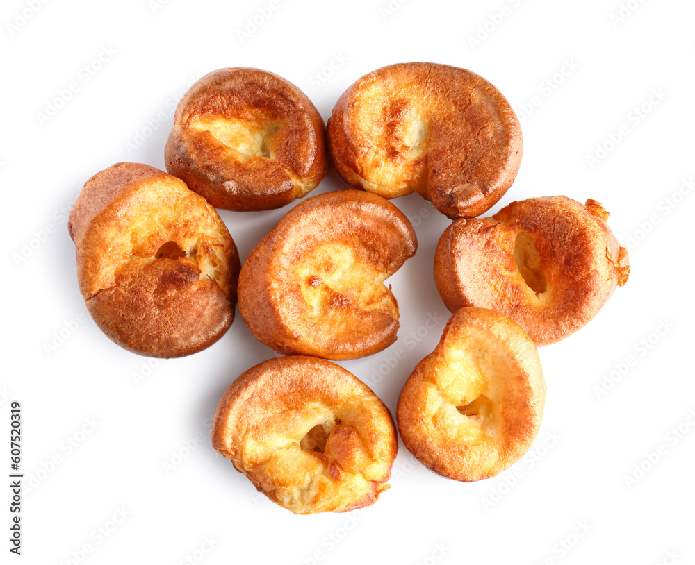 Tasty Yorkshire pudding isolated on white background Tasty Yorkshire pudding isolated on white background