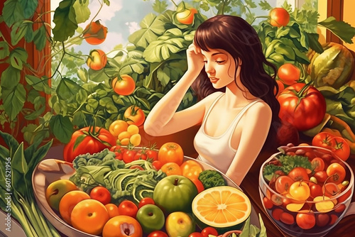 illustration of a person doing the vegetarian lifestyle