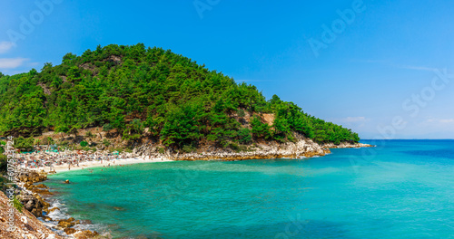 Marble Saliara beach, Thassos, Greece, Europe. Thasos island in summer