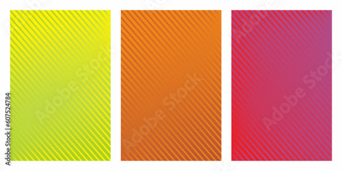 Set of gGradient colorful background with stripe watermark. Simple and minimalist template for presentation, banner, wallpaper, flyer, leaflet, and more.