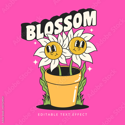 90s groovy daisy flower character illustration