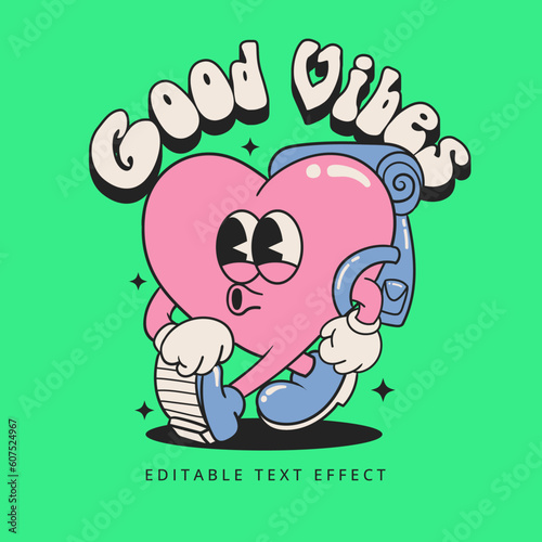 90s love groovy character illustration