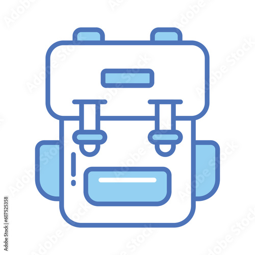 An icon of traveling backpack, cute rucksack vector in modern style