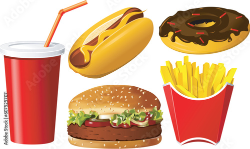 Fast food icon set