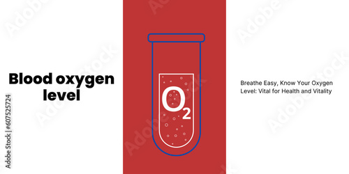 Blood Oxygen Banner on White and Red Background. Stylish Banner with Text and Icons for Healthcare and Medical