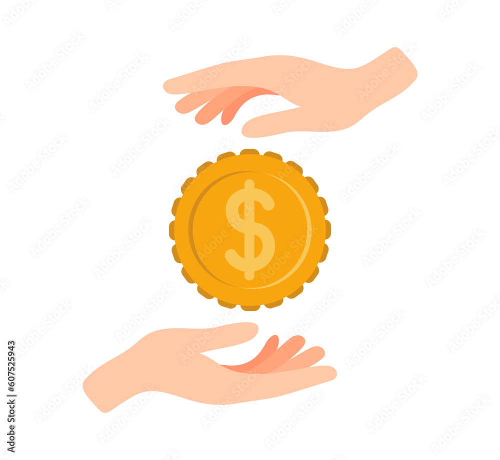 vector Hands save coin with dollar sign. Business finance growth illustration for smart investment concept. Profit performance or income vector Hands save coin with dollar sign. Business finance growth illustration for smart investment concept. Profit performance or income