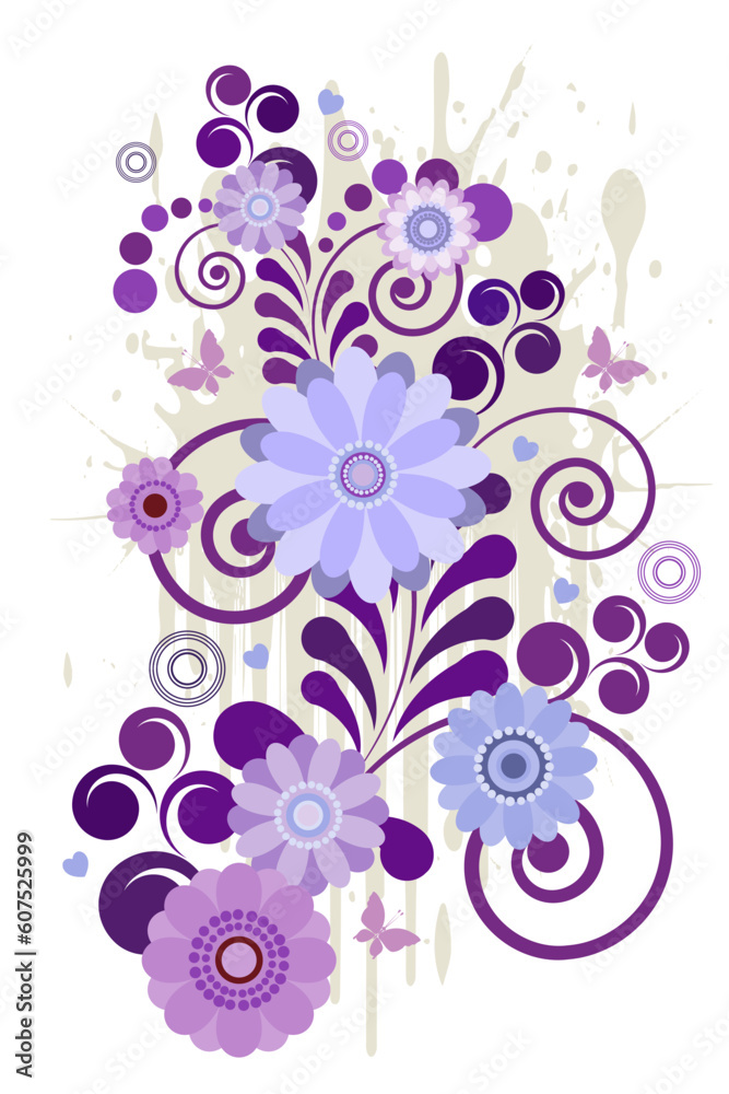 Delicate flowers silhouette surrounded by elegant swirls. Ideal for anniversary announcements and luxury poster prints. Vector illustration. Delicate flowers silhouette surrounded by elegant swirls. Ideal for anniversary announcements and luxury poster prints. Vector illustration.