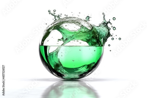 stock photo of green water liquid splash in sphere photography Generative AI