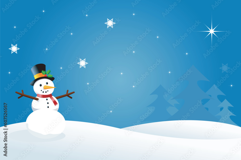 Vector Snowman in a Christmas / Winter Scene Vector Snowman in a Christmas / Winter Scene