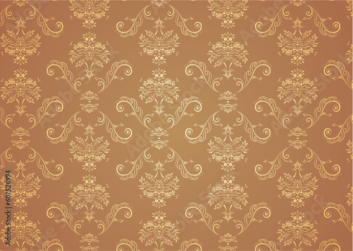 Vector illustration of elegant Victorian retro motif wallpaper Pattern