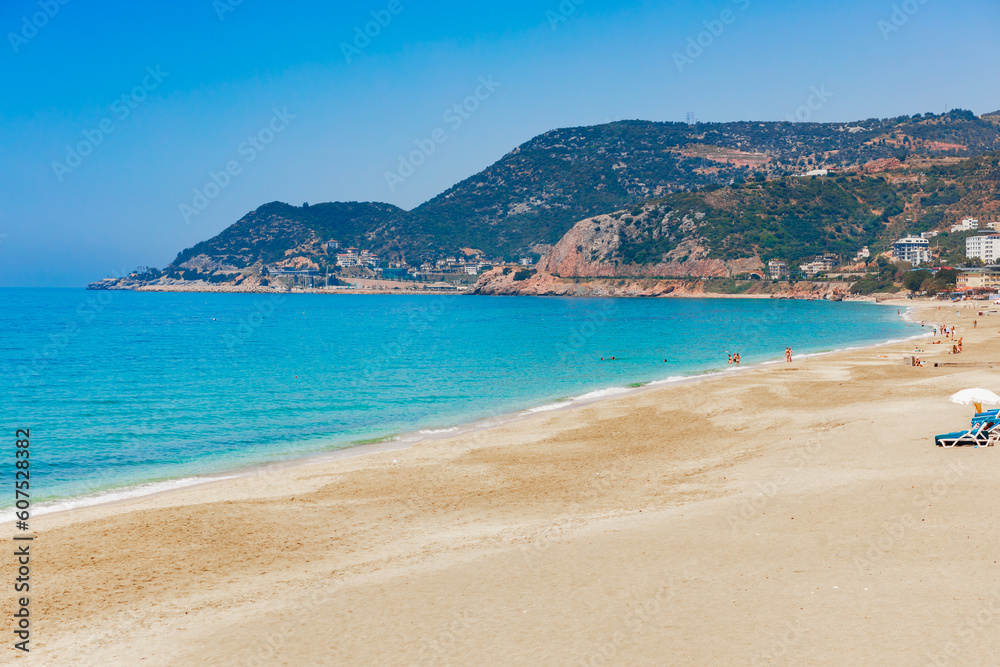 Cleopatra beach and blue sea in Alanya, Antalya district, Turkey