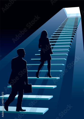 Businesspeople in a hurry, conceptual business illustration.