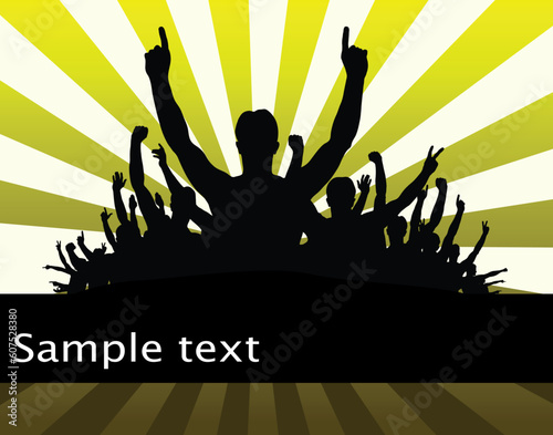 Editable vector illustration of men celebrating with copy space and all individual people as separate objects