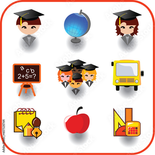 set of education on vector icon