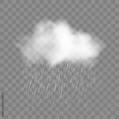 Rain and white cloud vector stock image isolated on transparent background