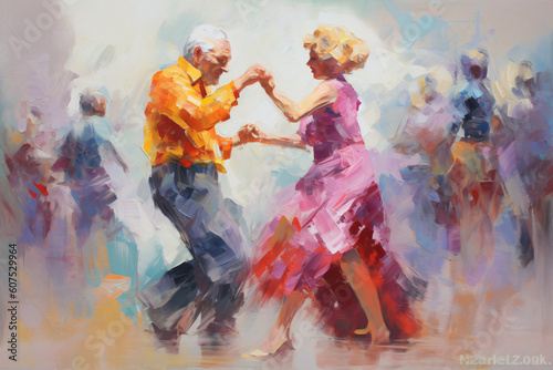 Modern aging - Elderly couple dancing - Salsa - Generative AI