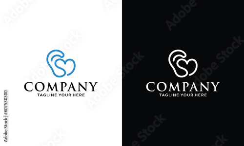 logo design ear care or ear with a love