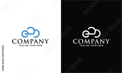 letter E cloud icon logo design