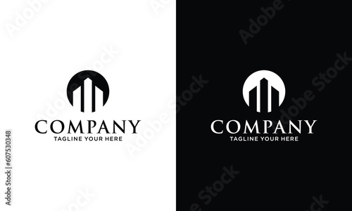Financial logo design. Level logo. Business. Real Estate. Building. Home icon. circle. premium. Business financial. Vector art