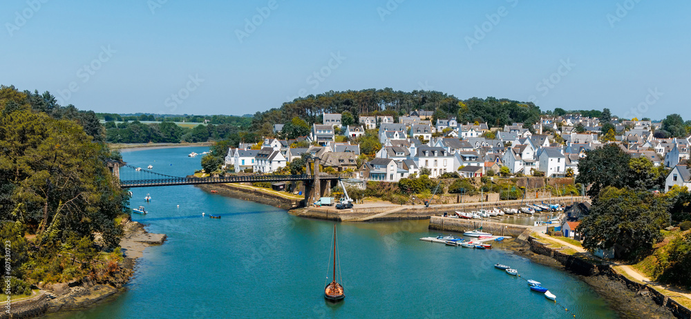Φωτογραφία Panoramic view of Le Bono city, bridge and port- Brittany in France