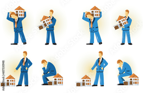 Man holding house (taking the loan)