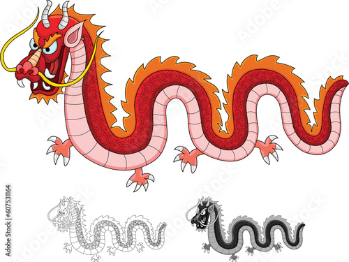 A vector cute dragon illustration.