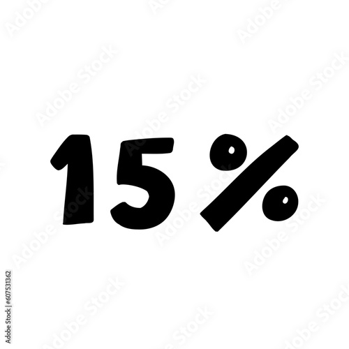 Hand made 20 percent off black ink discount logo special offer lettering. Vector design illustration in cartoon doodle style isolated on white background. For poster, seasonal sale, coupon, web site.