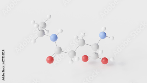 theanine molecule 3d, molecular structure, ball and stick model, structural chemical formula amino acid photo