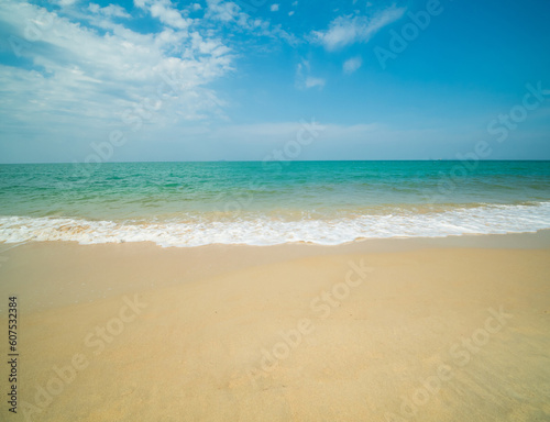 Beautiful Landscape summer panorama front viewpoint tropical sea beach white sand clean and blue sky cloud background calm Nature ocean wave water travel at Sai Kaew Beach travel in thailand Chonburi