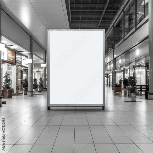 Empty Advertising Signboard Mockup on Street Mall or Shopping Center, generative AI
