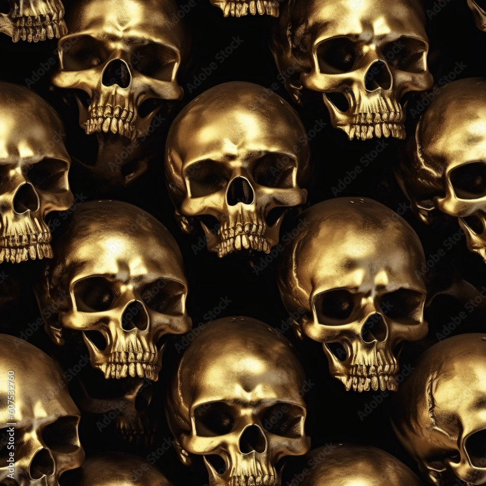 Seamless repeating pattern - Golden Skulls - Wallpaper - Generative AI Seamless repeating pattern - Golden Skulls - Wallpaper - Generative AI