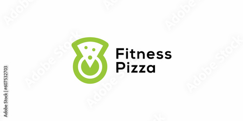 Fitness Pizza Logo Design. Icon Symbols Vector EPS 10.