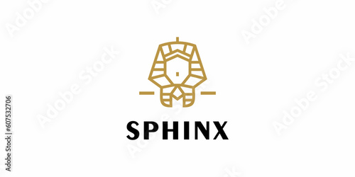 Sphinx Logo Design, Line art Outline Icon Symbols Vector EPS 10.