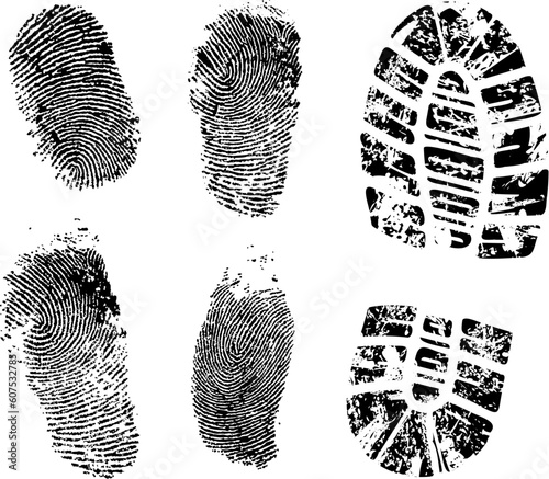 Detailed finger and boot print - vector illustration