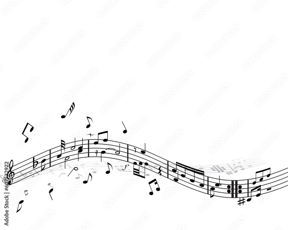 Music background with different notes on the white Music background with different notes on the white
