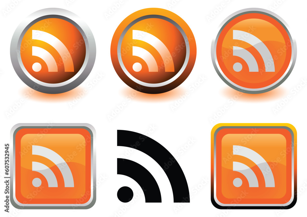 Different RSS icons isolated over white background