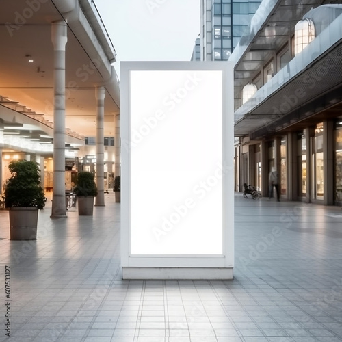 Blank advertising space in public shopping center or street shops with copy space area  generative AI