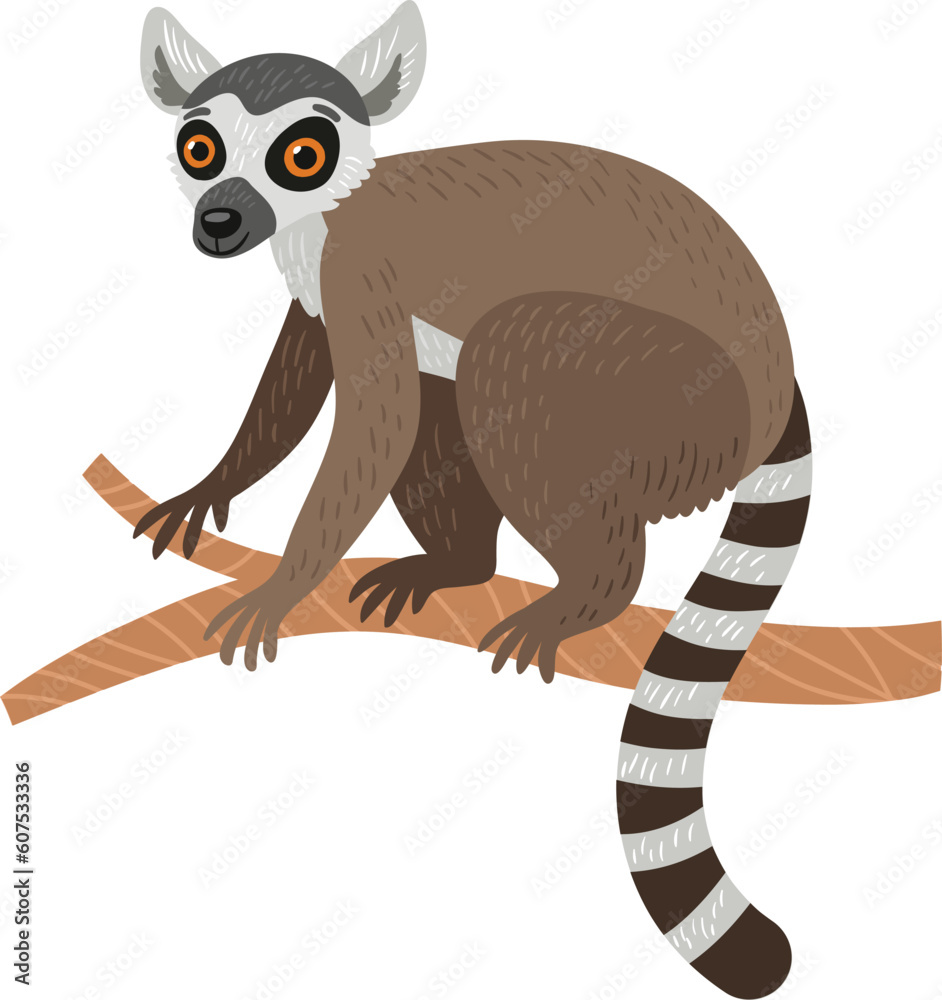 Obraz premium Lemur on a white background. vector character