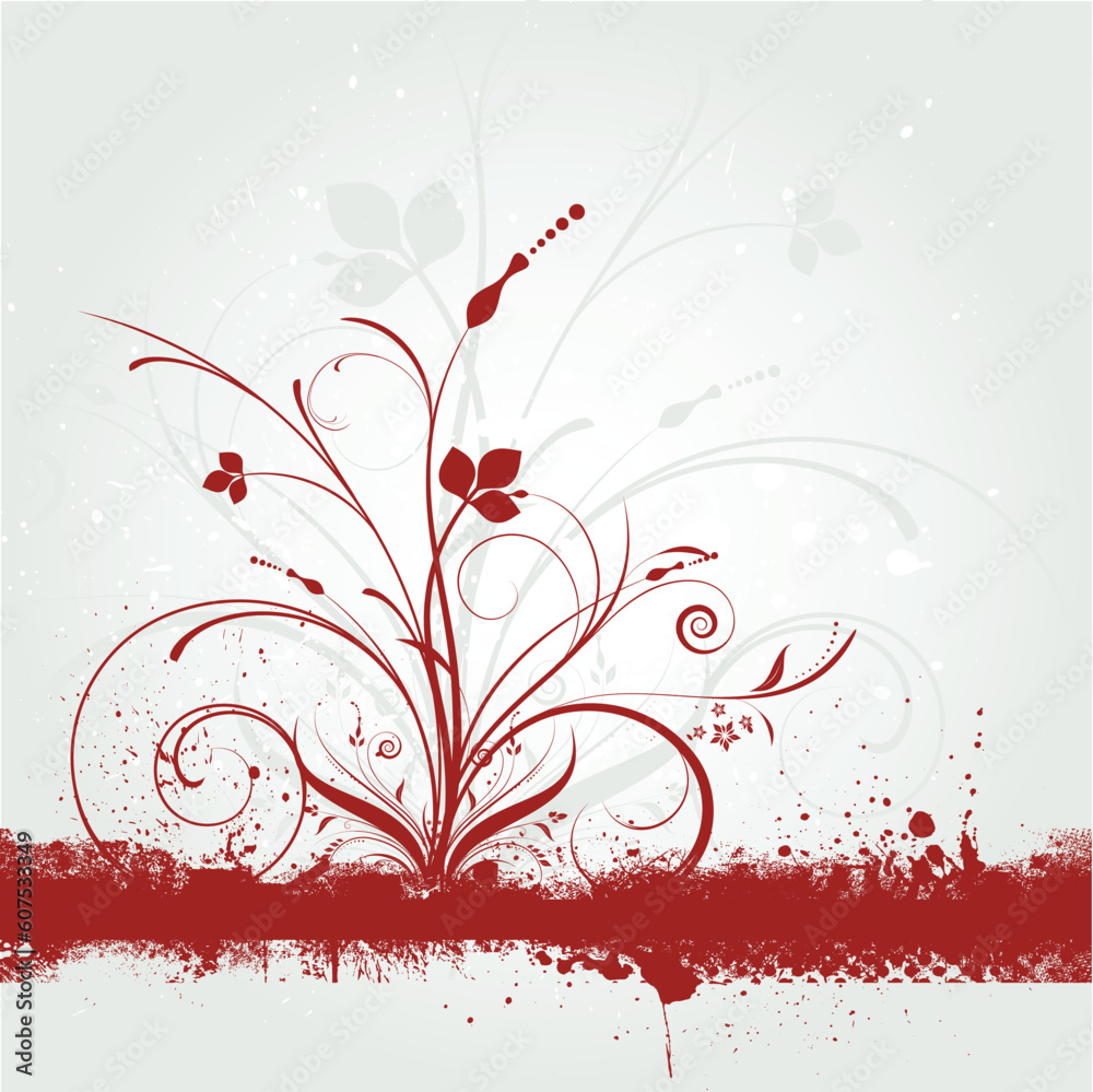 Floral design on grunge background Floral design on grunge background