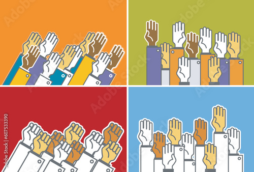 Voting group of people - symbolic human's hands