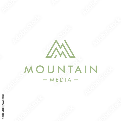 Letter MM with mountain Logo Design Template Inspiration