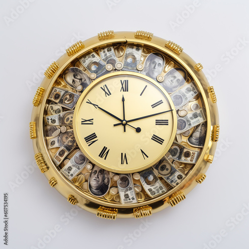 A clock made by money